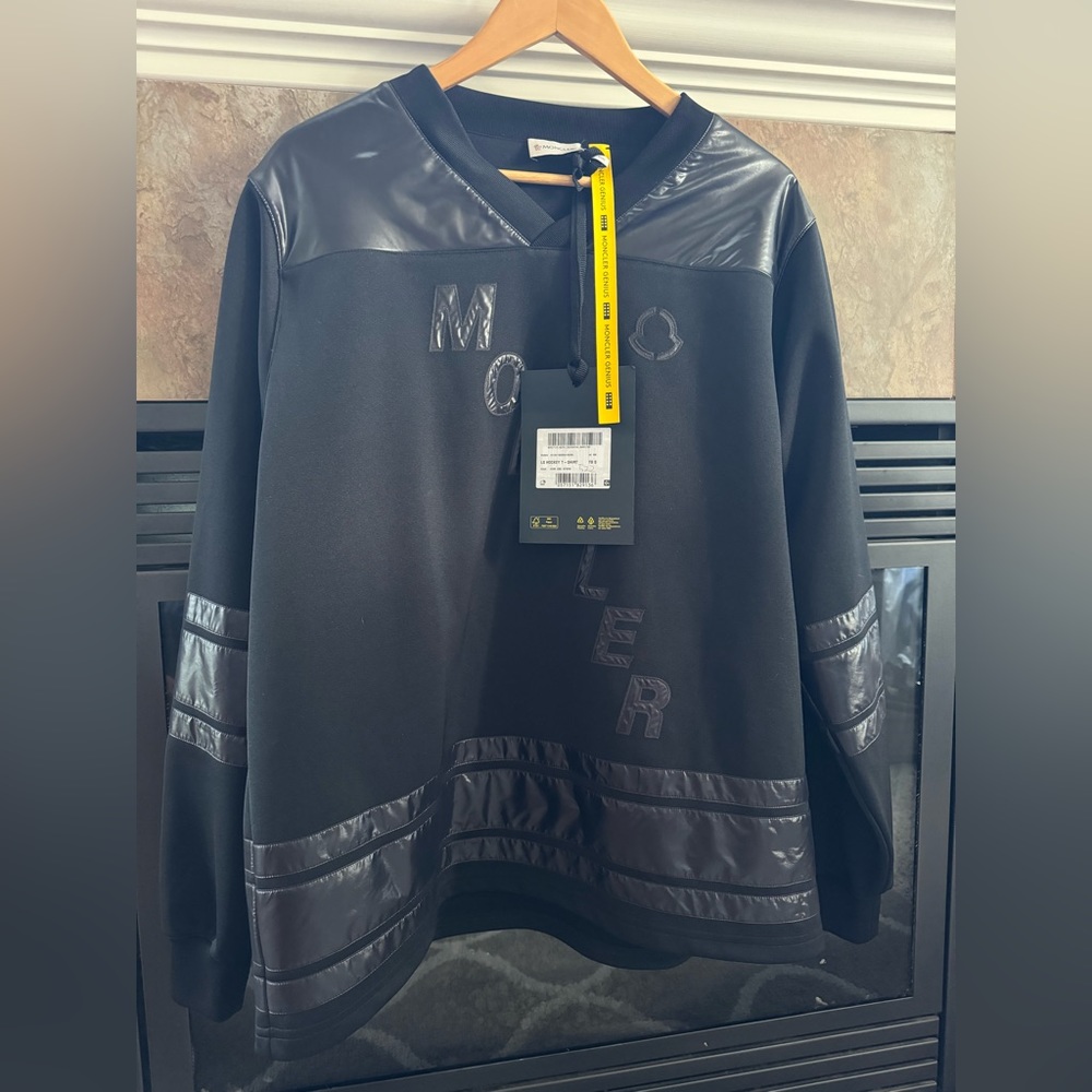 Moncler Genius X Fragment FRGMT black on black logo hockey jersey size Small